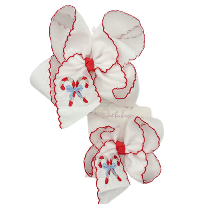 Candy cane Moonstitch Hair Bow
