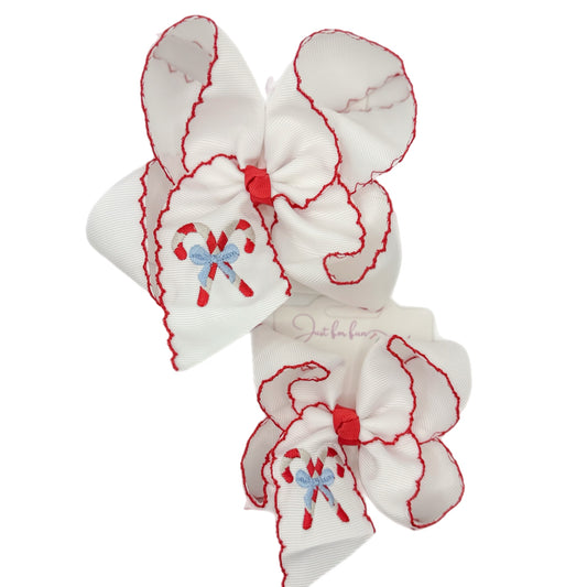Candy cane Moonstitch Hair Bow