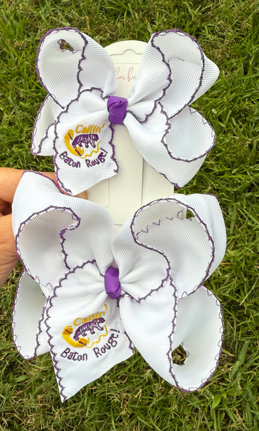 Callin’ Baton Rouge Embroidered Hair Bow