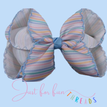 Pastel Stripes Moonstitch Bow