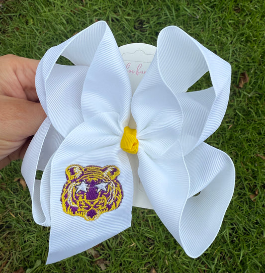 Tiger Star Embroidered Bow