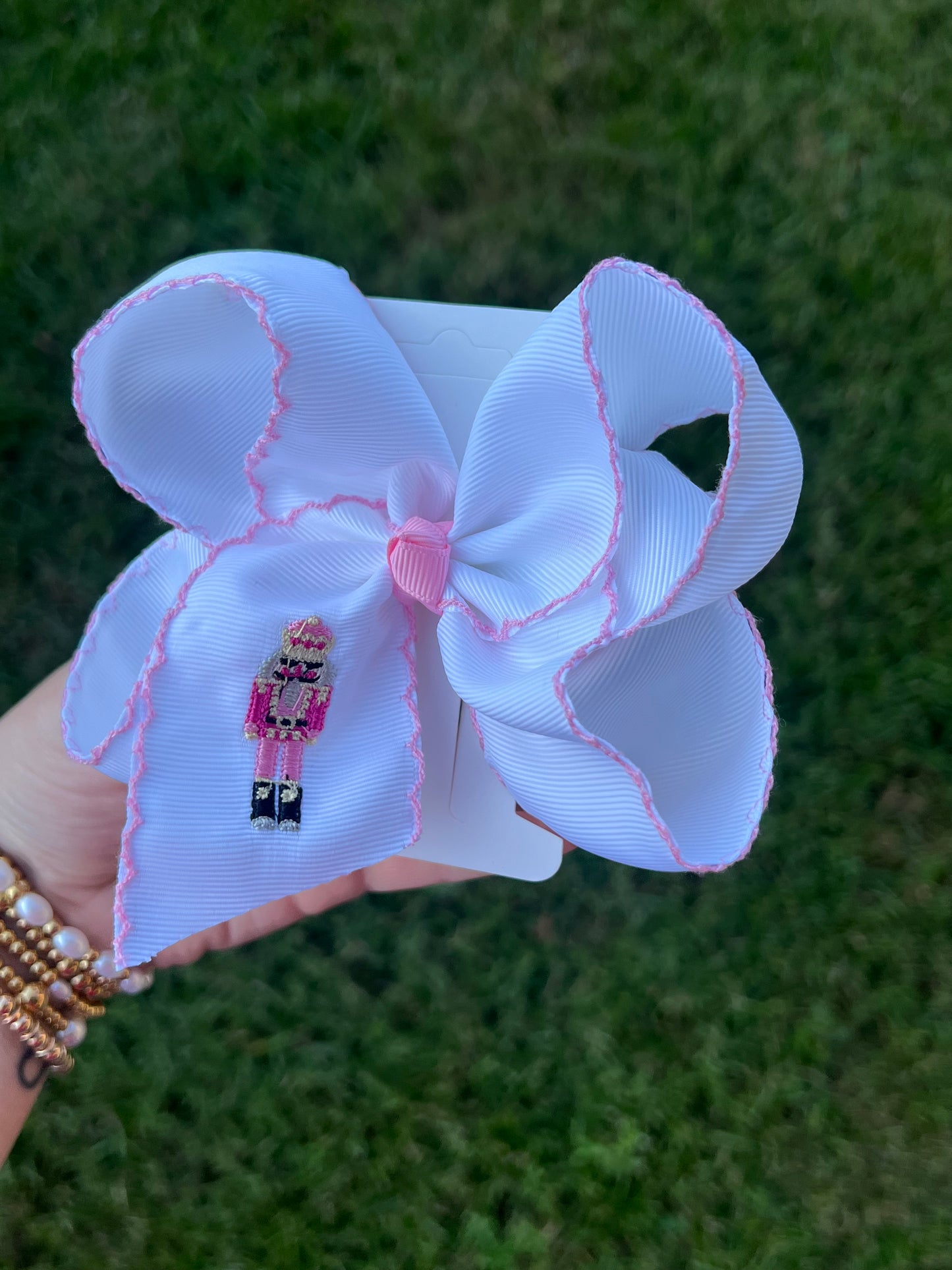 Pink Nutcracker Moon-stitch Bow