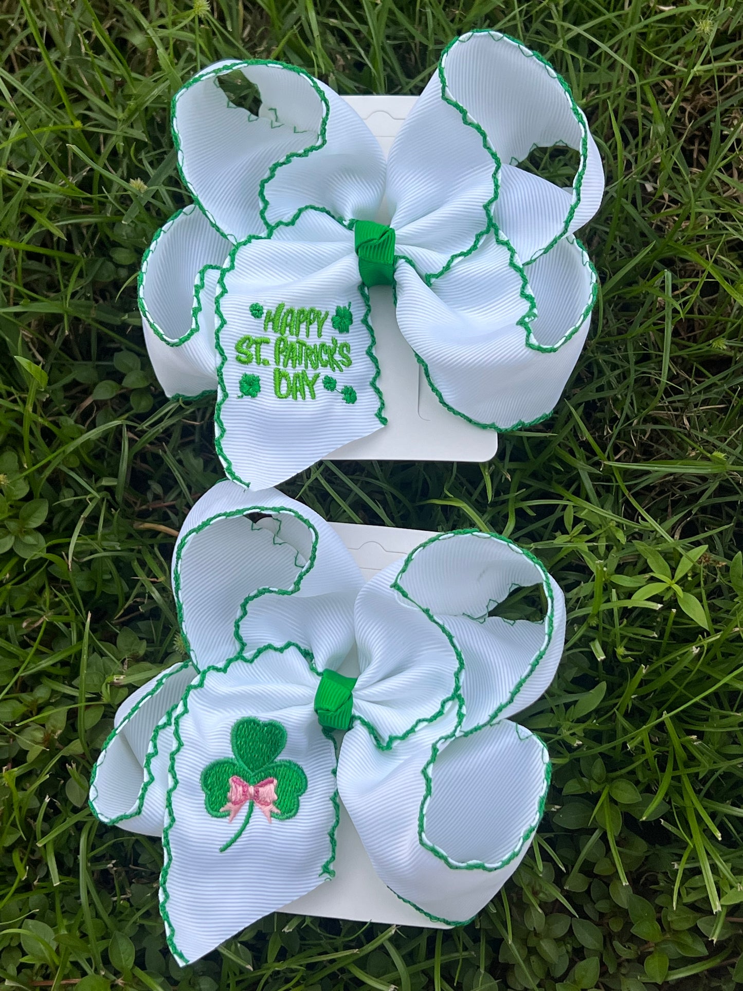 Shamrock Embroidered Hair Bow