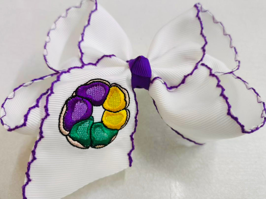 King Cake Hair Bow