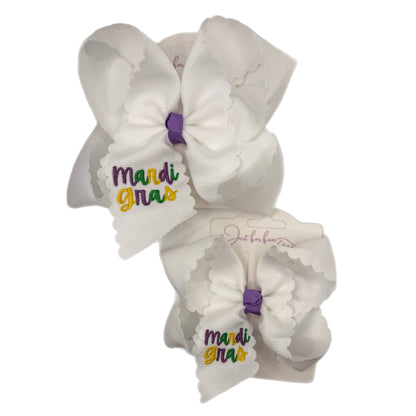 Mardi Gras Scallop Edge Hair Bows