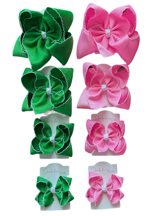 Signature Moonstitch Hair Bows – White Center