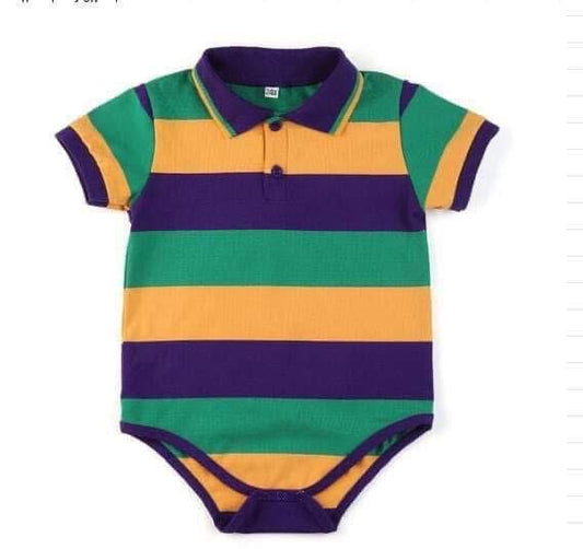 Mardi Gras Stripe Polo Onesie