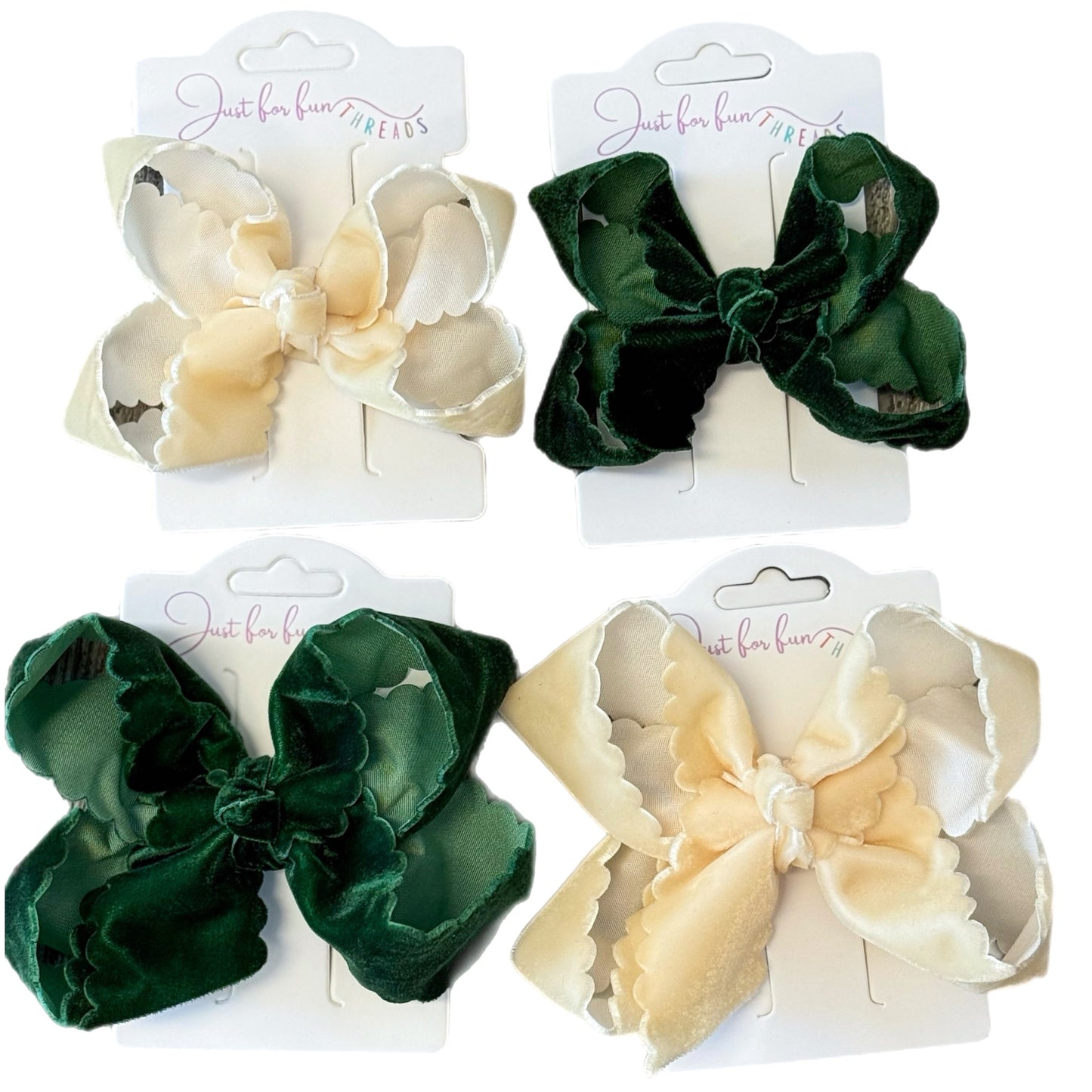 Velvet Scallop Holiday Bows