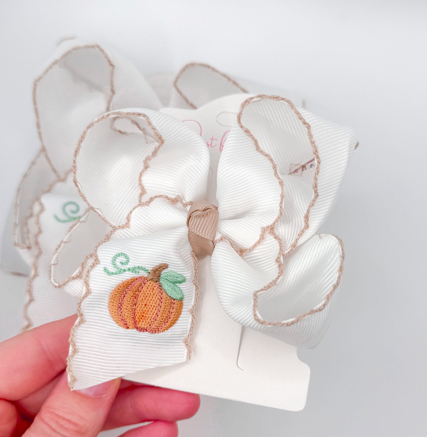 Heirloom Pumpkin Embroidered Bows