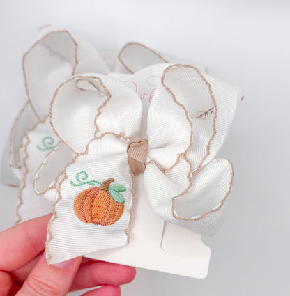 Heirloom Pumpkin Embroidered Bows
