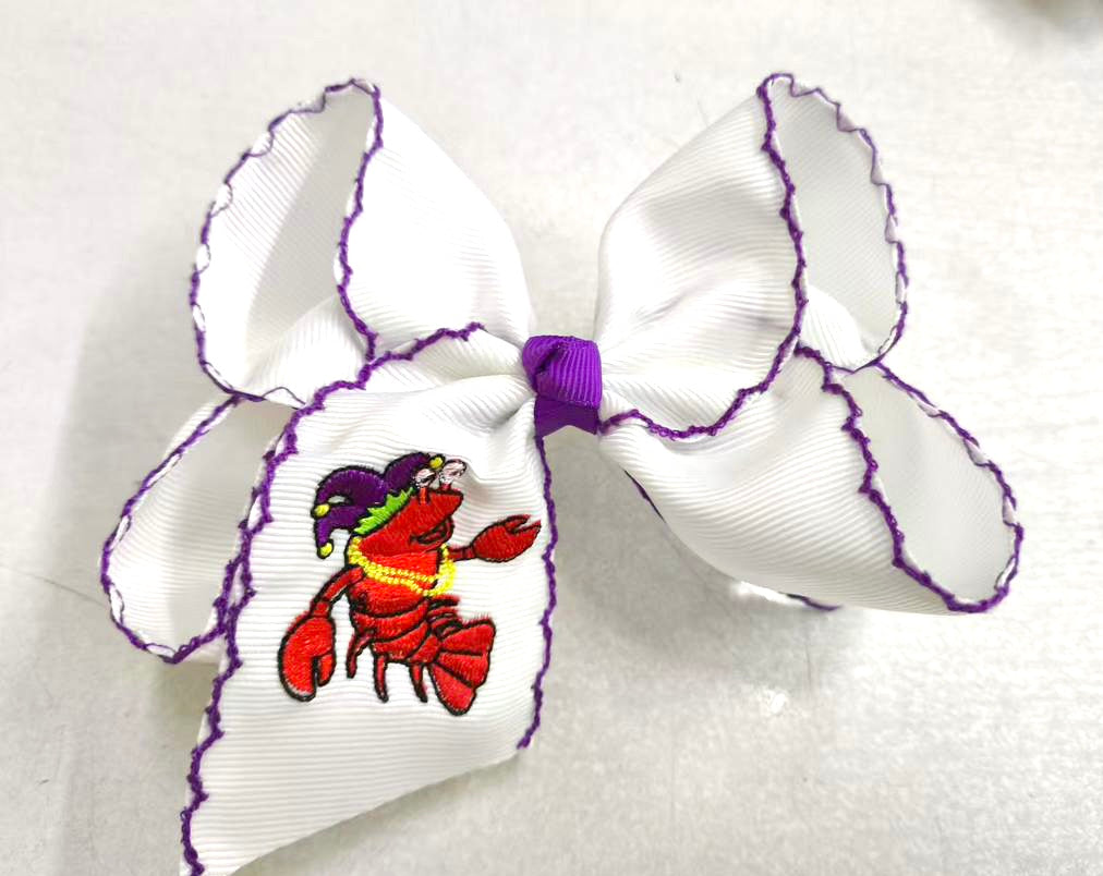 Crawfish Mardi Gras Hair Bow