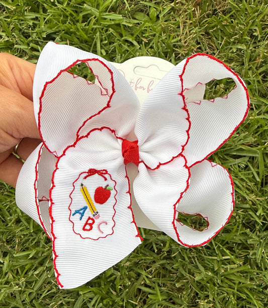 Little Learner Embroidered Hair Bow