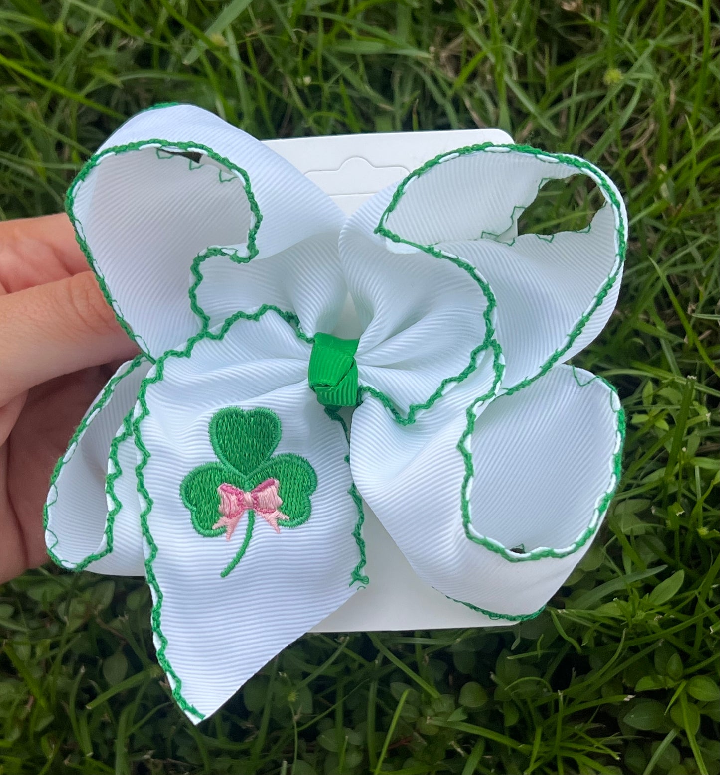 Shamrock Embroidered Hair Bow