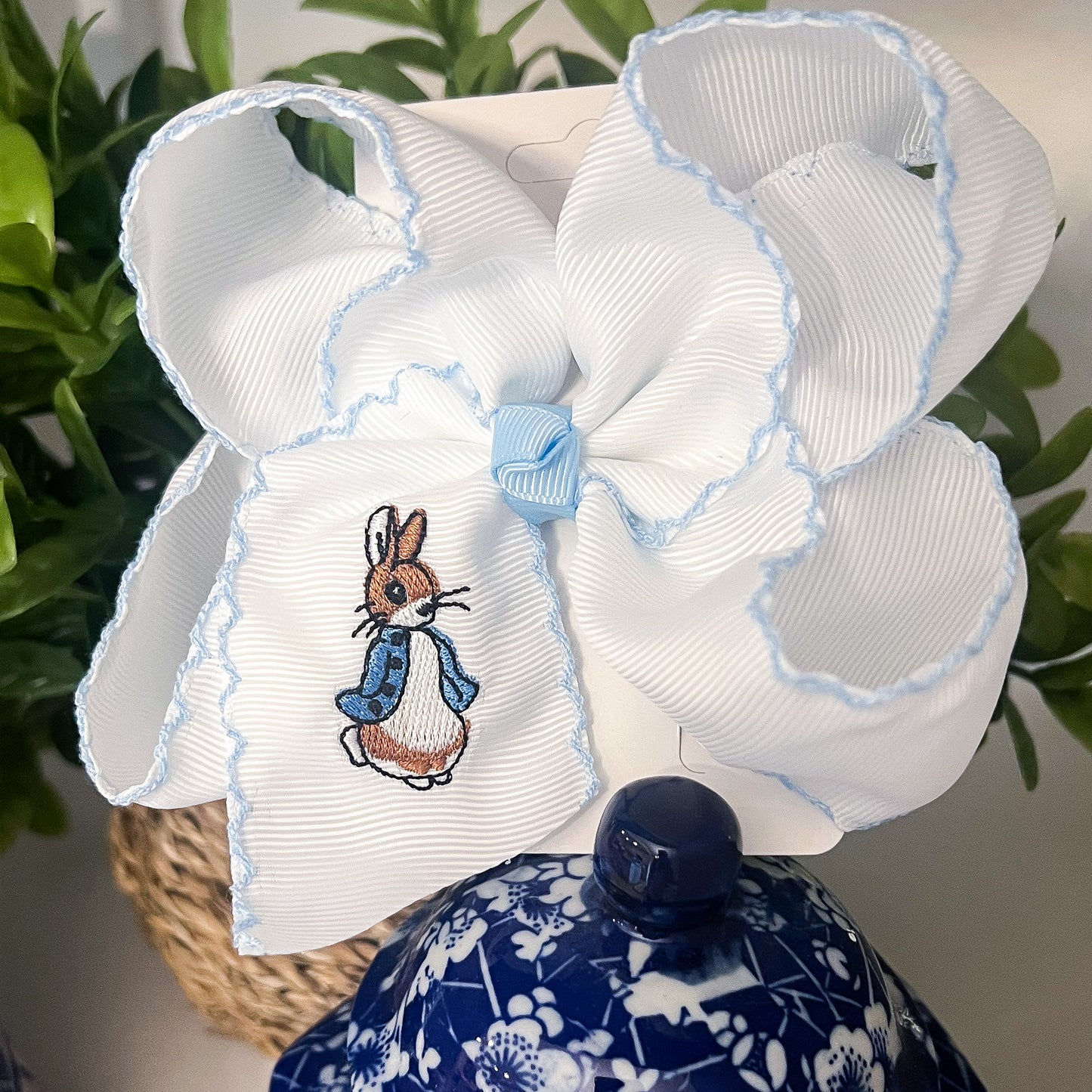 Rabbit Embroidered Hair Bow