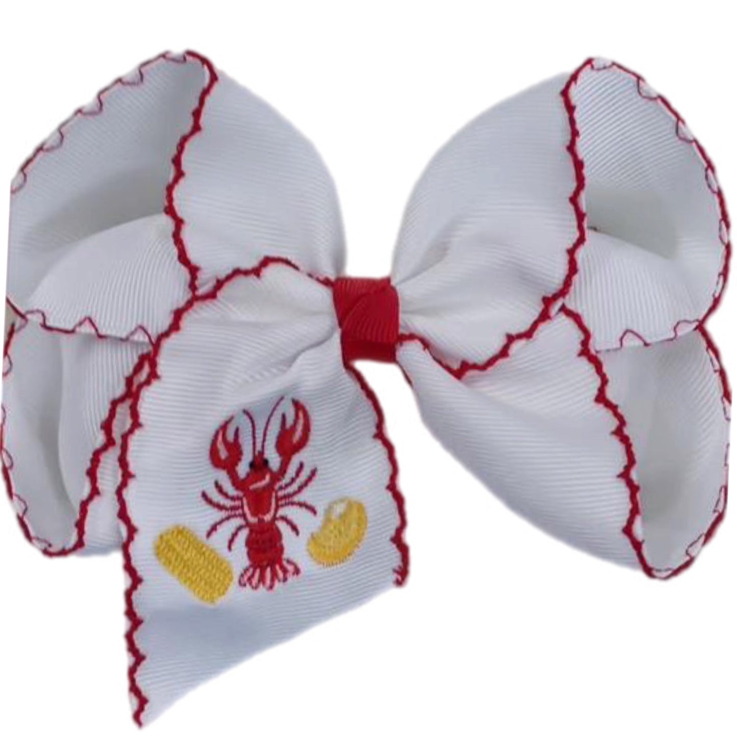 Crawfish Boil Embroidered Hair Bow