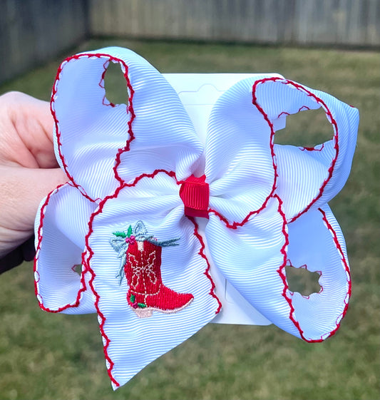 Christmas Cowgirl Boot Hair Bow