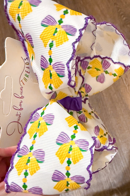 Mardi Gras Beads & Bows Moonstitch Bow