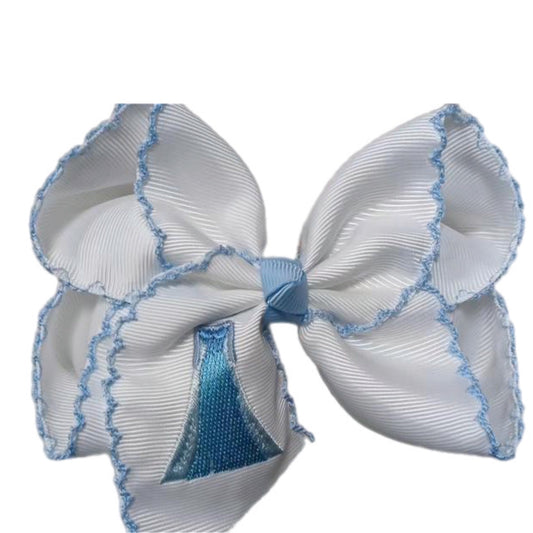 Ice Princess Embroidered Hair Bow