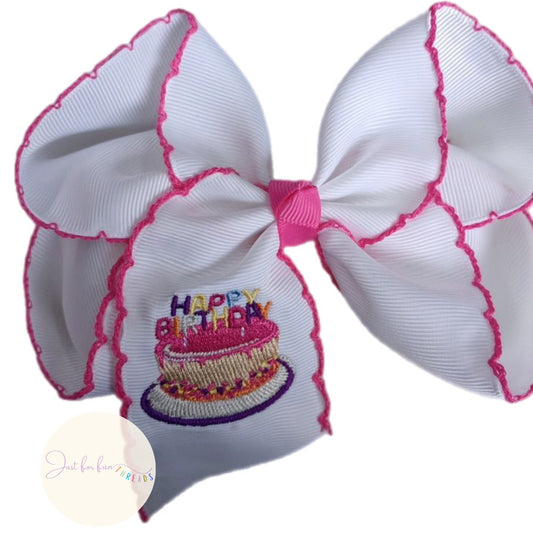 Happy Birthday Embroidered Hair Bow