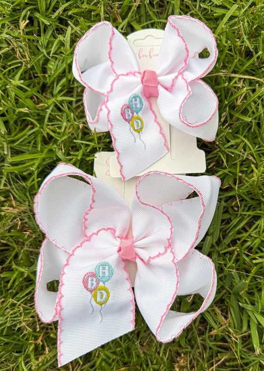 HBD Party Balloons Embroidered Bow