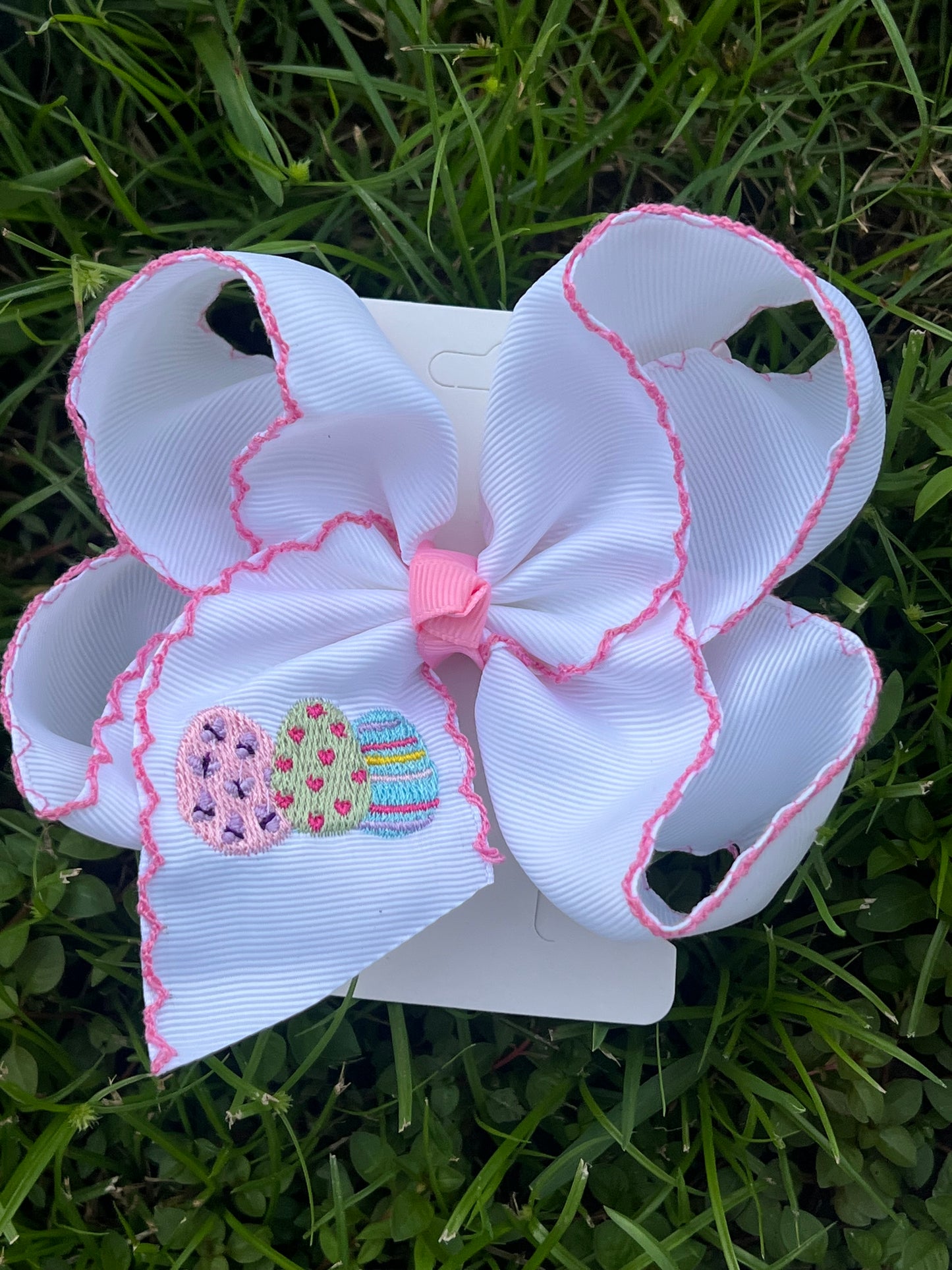 Easter Egg Embroidered Hair Bow