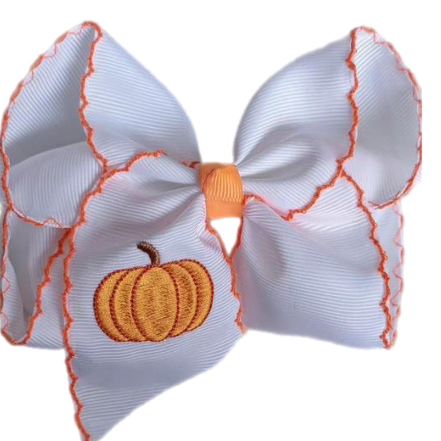 Pumpkin Embroidered Hair Bow