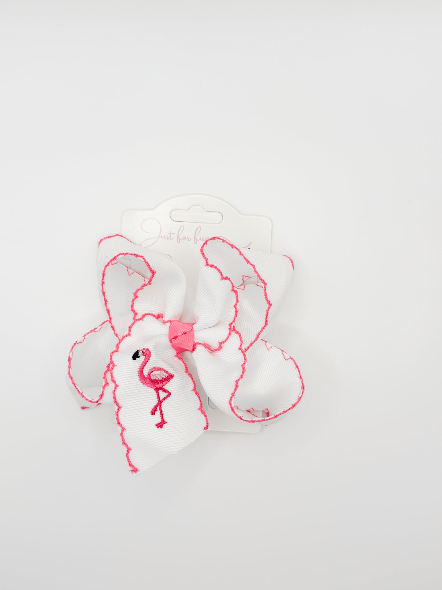Flamingo Embroidered Hair Bow