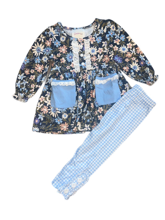 Navy Floral Pant Set