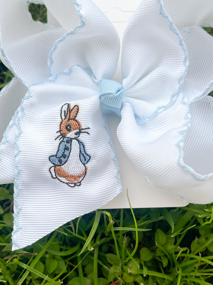 Rabbit Embroidered Hair Bow