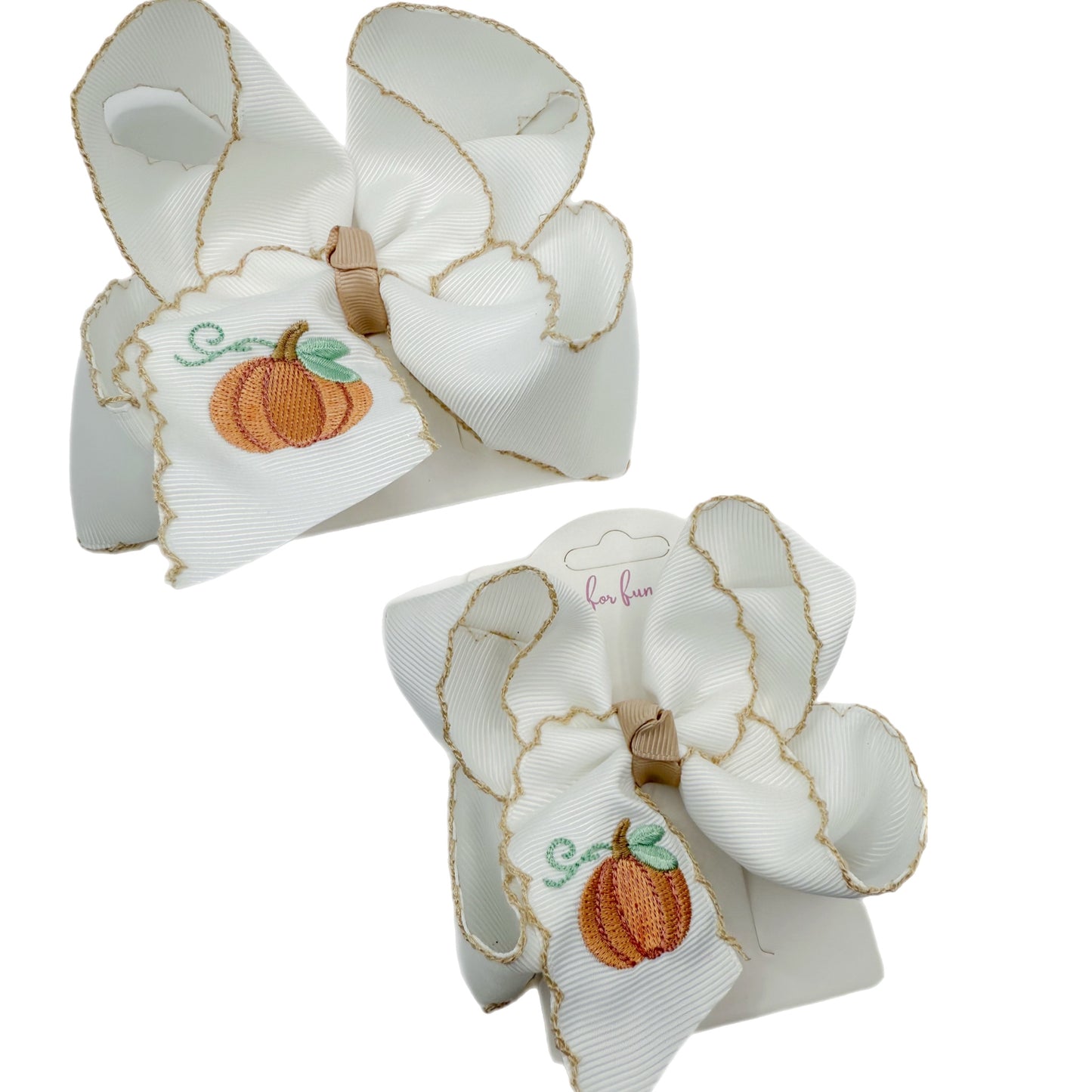 Heirloom Pumpkin Embroidered Bows
