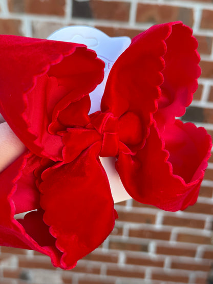 Holly Red Velvet Scallop Bows