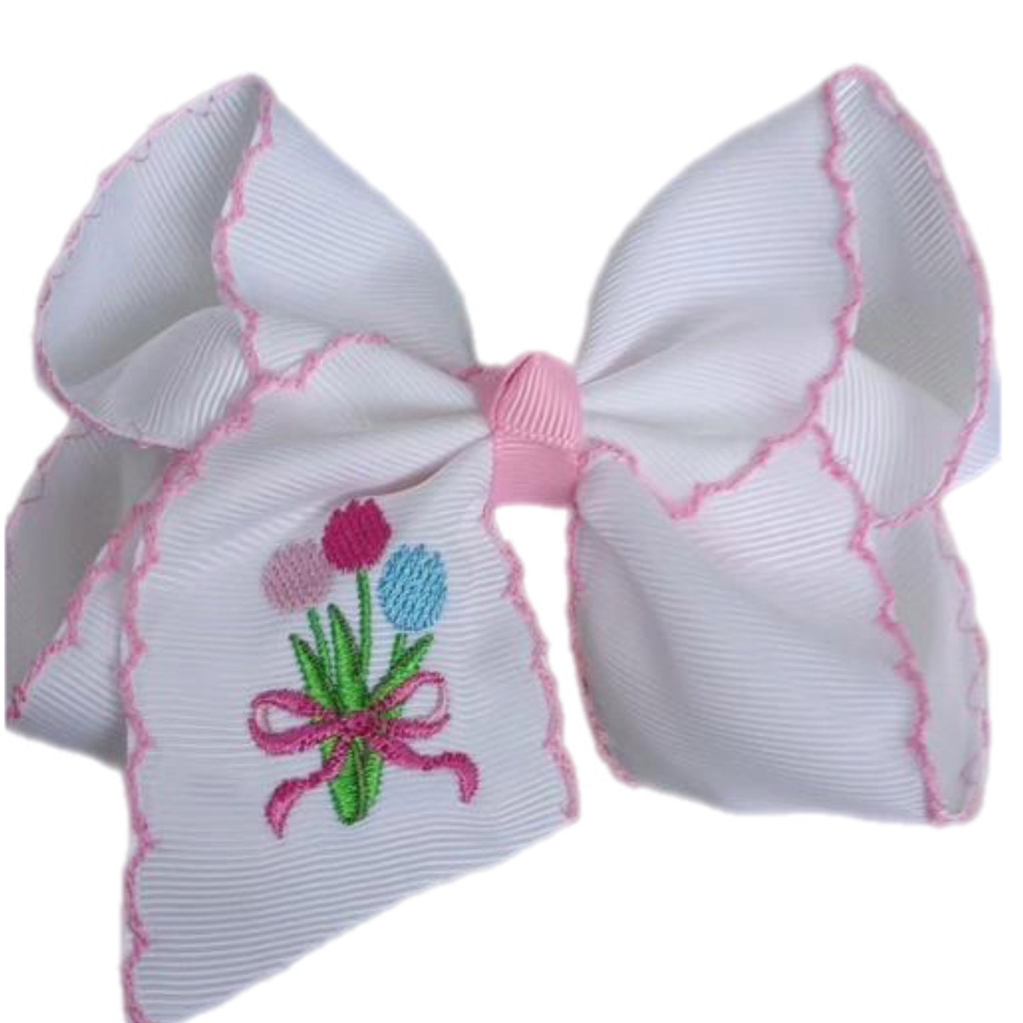 Tulips Embroidered Hair Bow