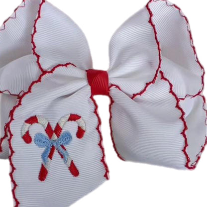 Candy-cane Embroidered Bow