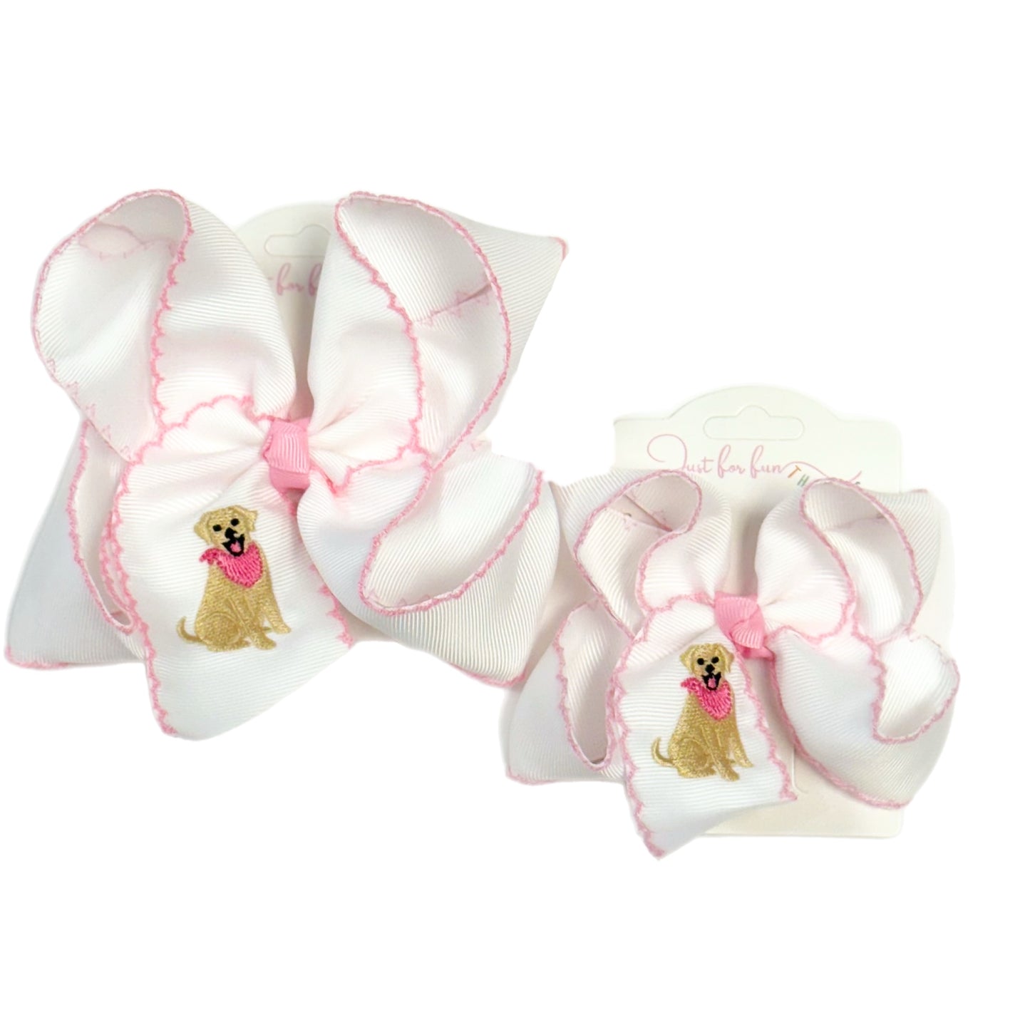 Girl Dog Embroidered Moonstitch Hair Bow