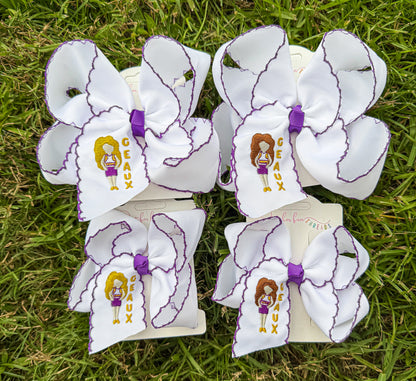 GEAUX Game Day Girl Embroidered Bow