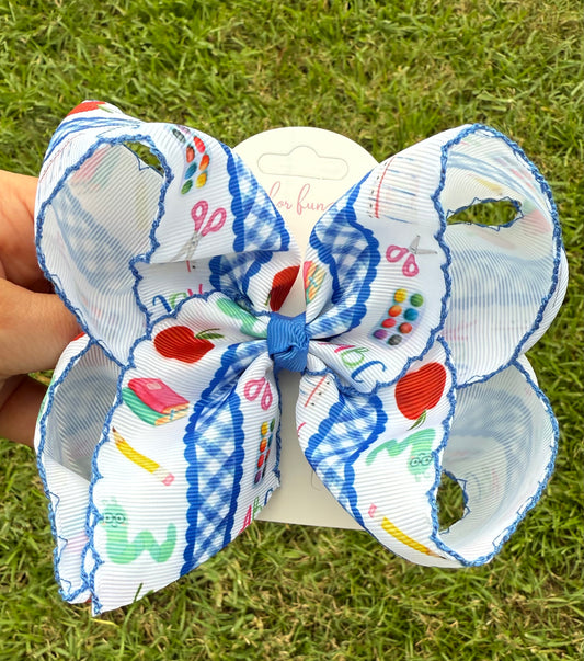 Back to School Moonstitch Hair Bow