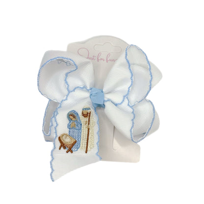 Away In a Manger Embroidered Hair Bow