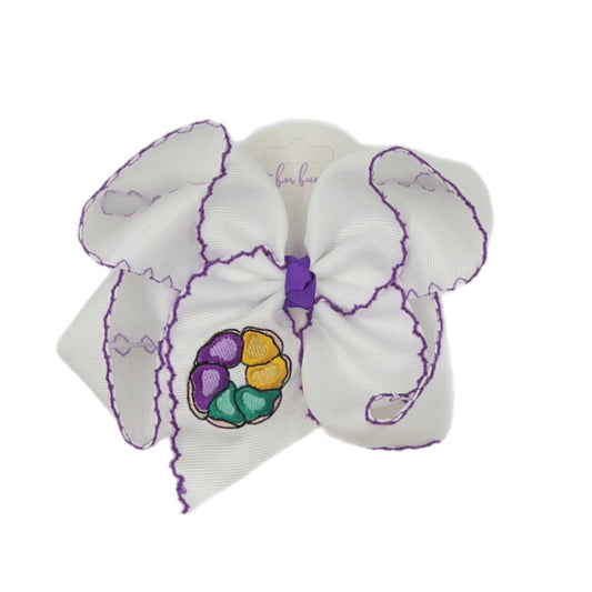 King Cake EmbroideredHair Bow