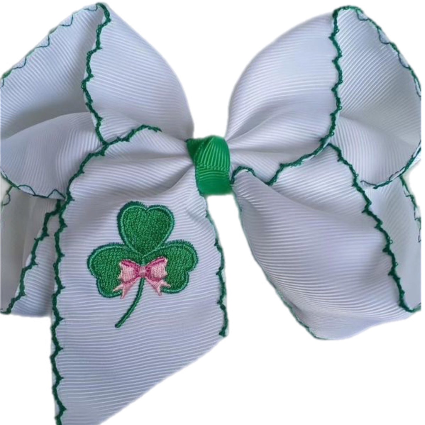 Shamrock Embroidered Hair Bow