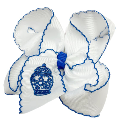 Ginger Jar Embroidered Hair Bow