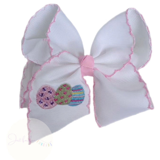 Easter Egg Embroidered Hair Bow