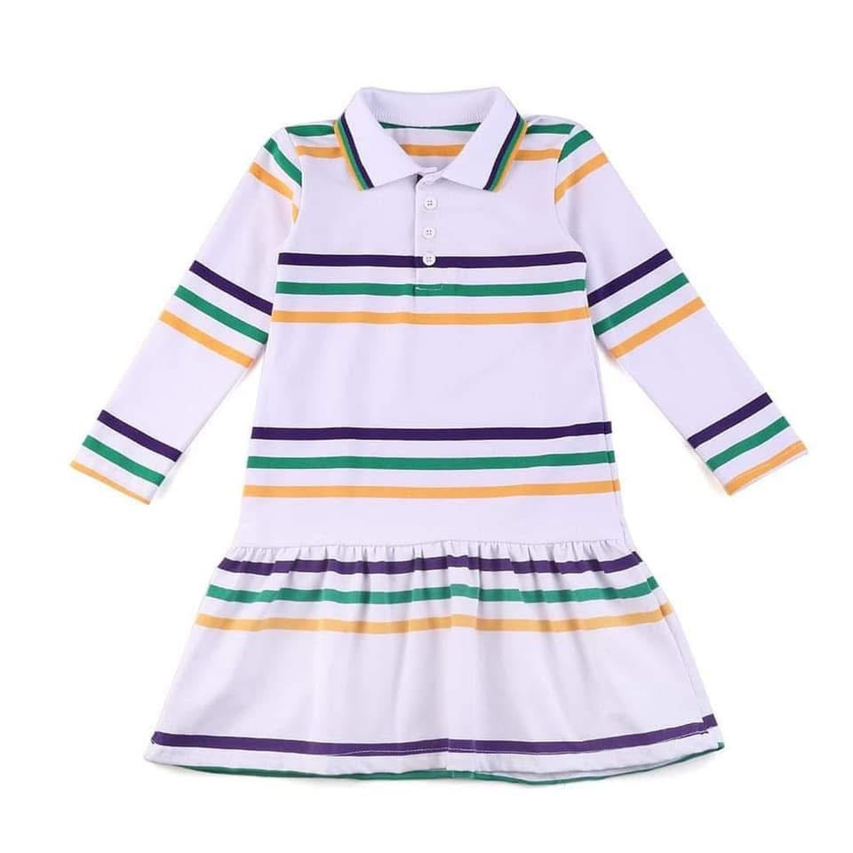 Mardi Gras White Stripe Dress