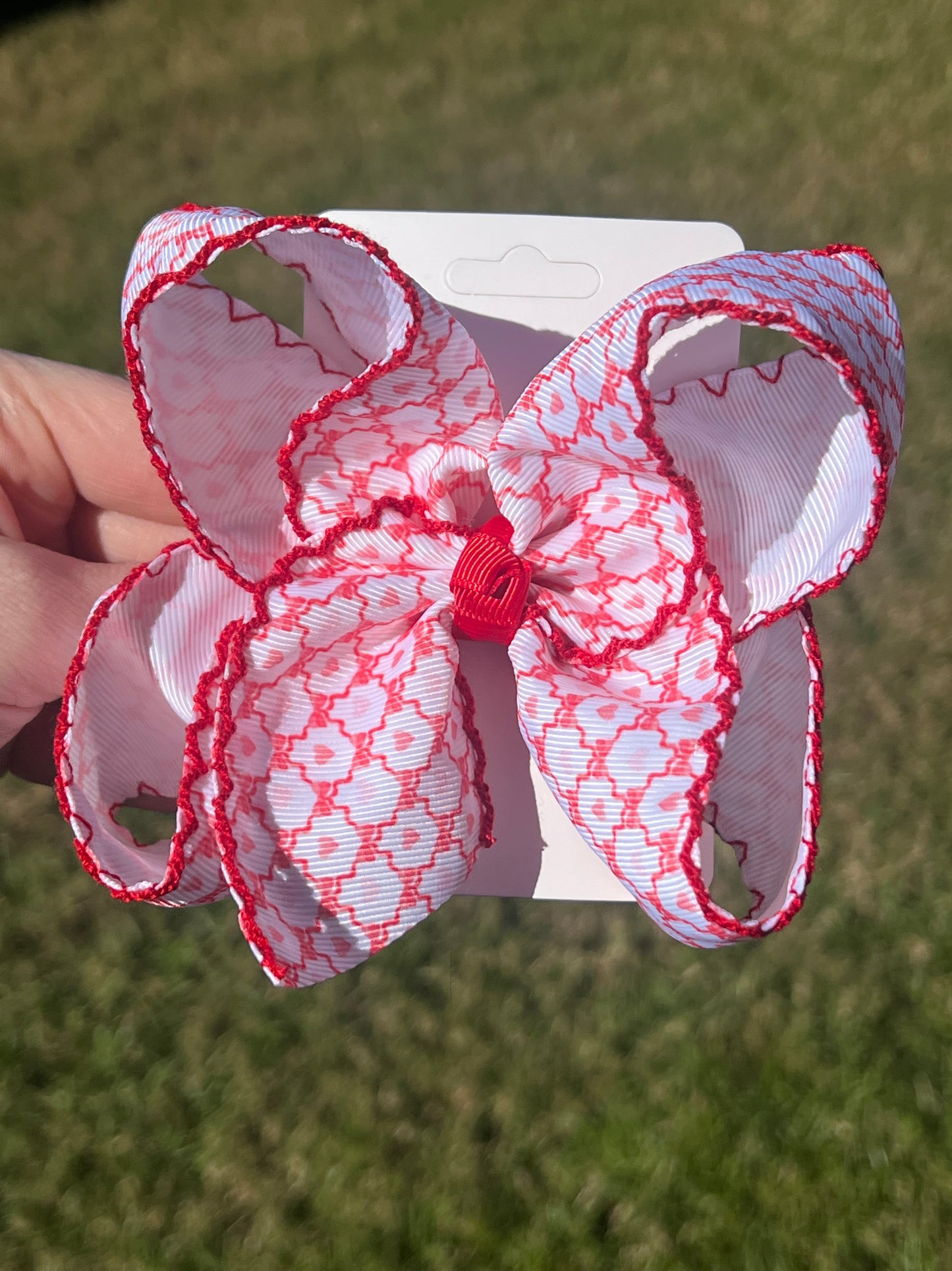 Heart Moonstitch Hair Bow