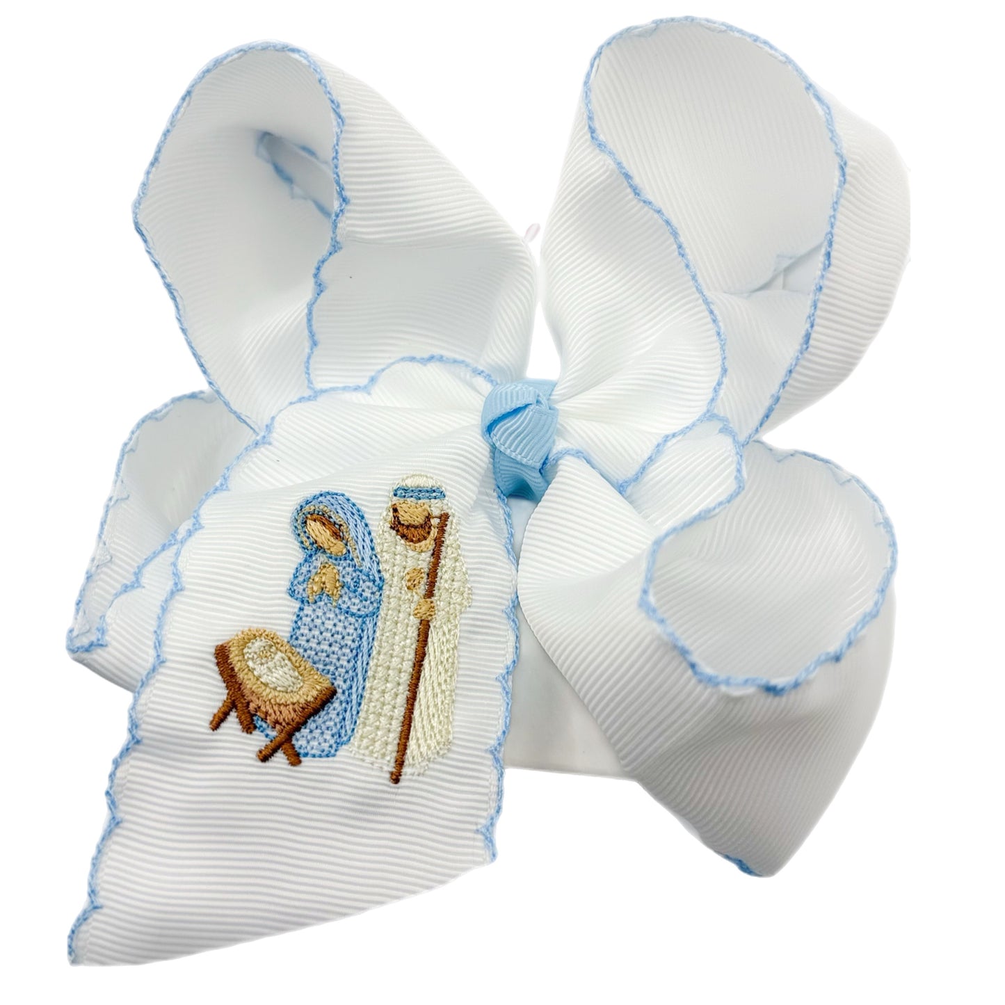 Away In a Manger Embroidered Hair Bow