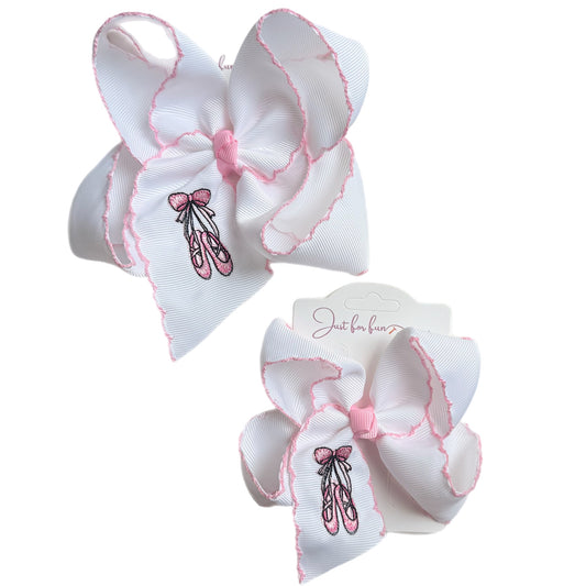 Ballet Shoes Embroidered Hair Bow