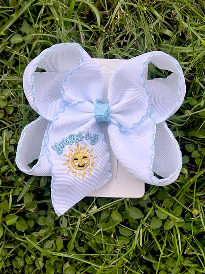 You’re My Sunshine Embroidered hair Bow