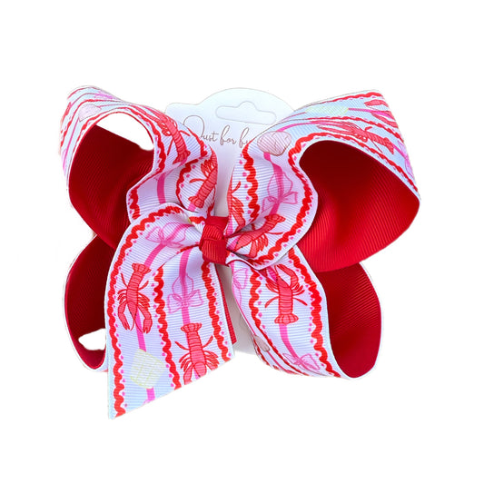 Crawfish Boil Doodle Printed Hair Bow