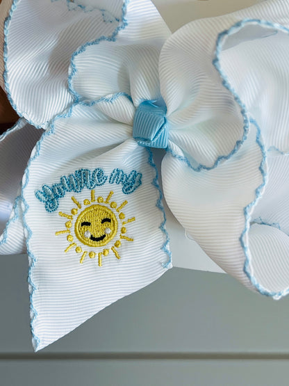 You’re My Sunshine Embroidered hair Bow