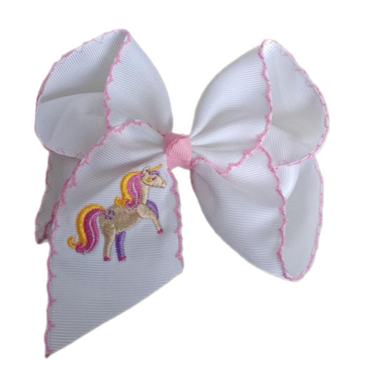 Unicorn Embroidered Hair Bow