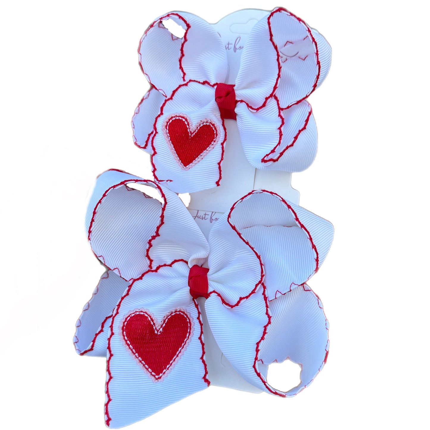 Scallop Heart Embroidered Bow
